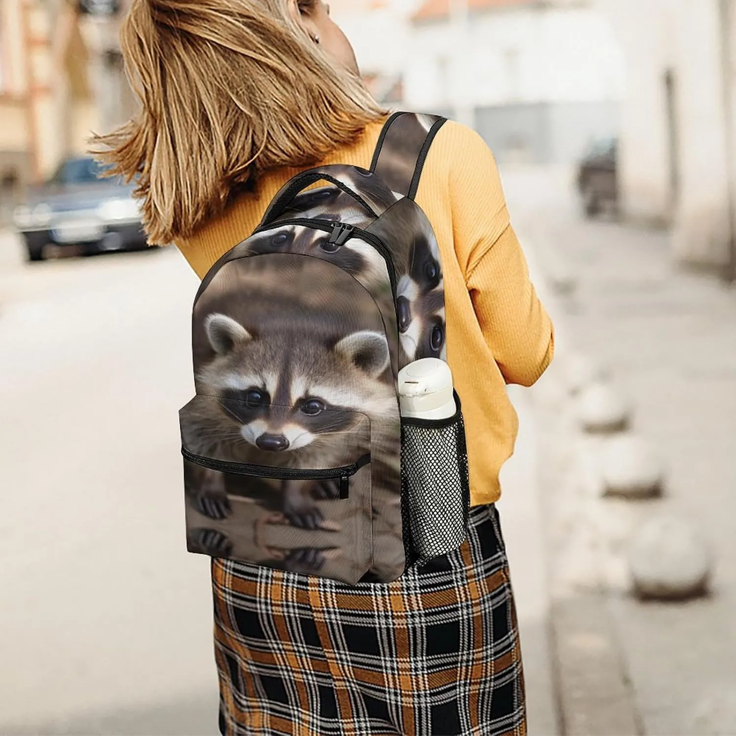Small Backpacks Personalized Cub Raccoon Printing Travel Bag Lightweight Travel Backpack For Women Men