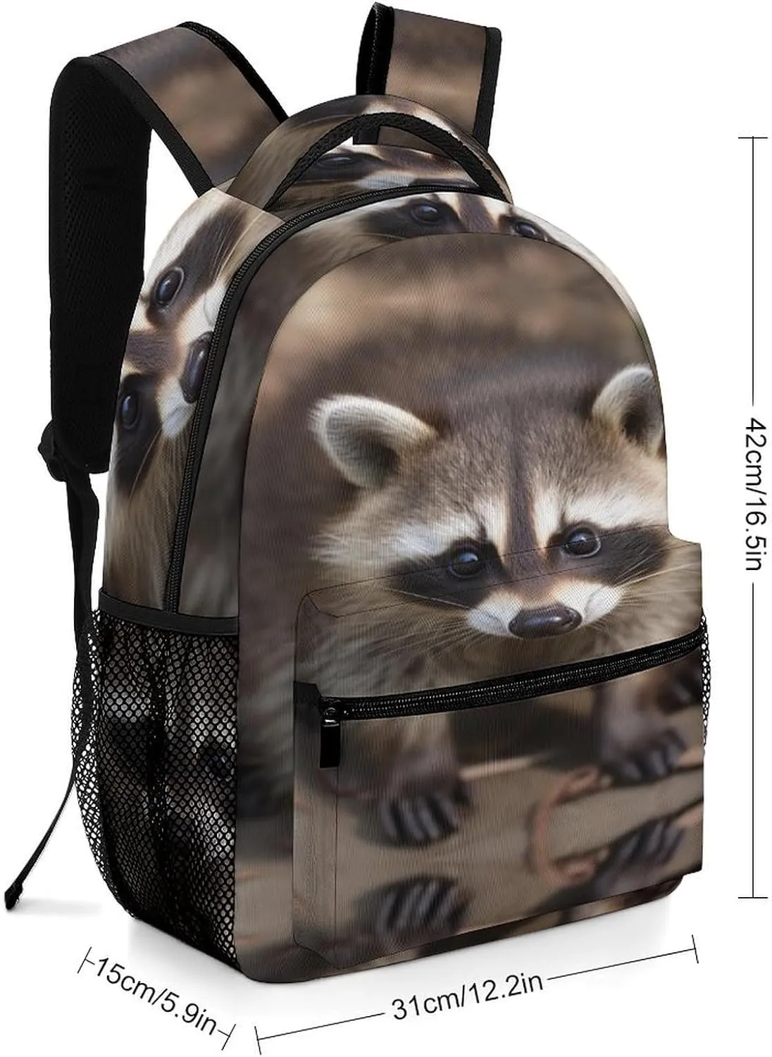 Small Backpacks Personalized Cub Raccoon Printing Travel Bag Lightweight Travel Backpack For Women Men