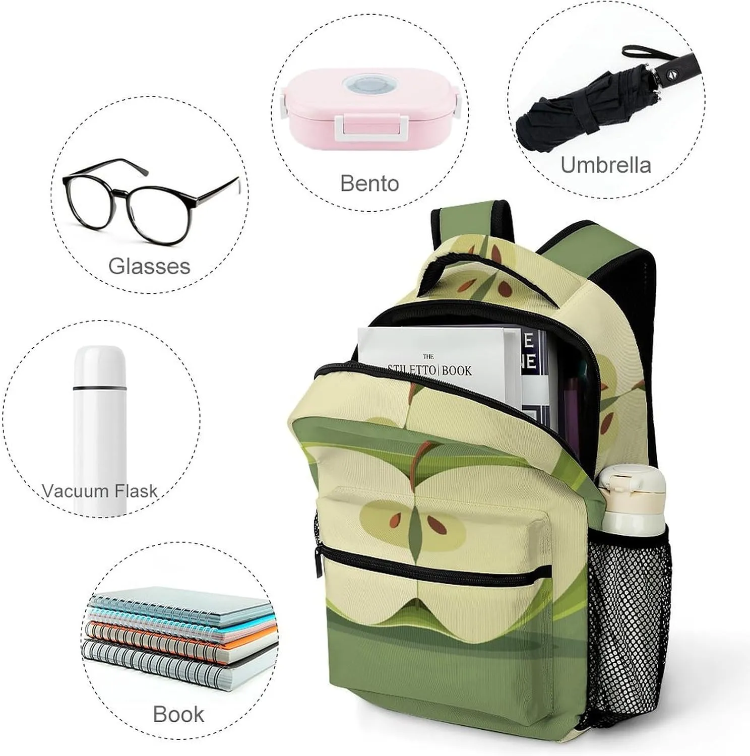 Small Backpacks Personalized Cut in Half Printing Travel Bag Lightweight Travel Backpack For Women Men