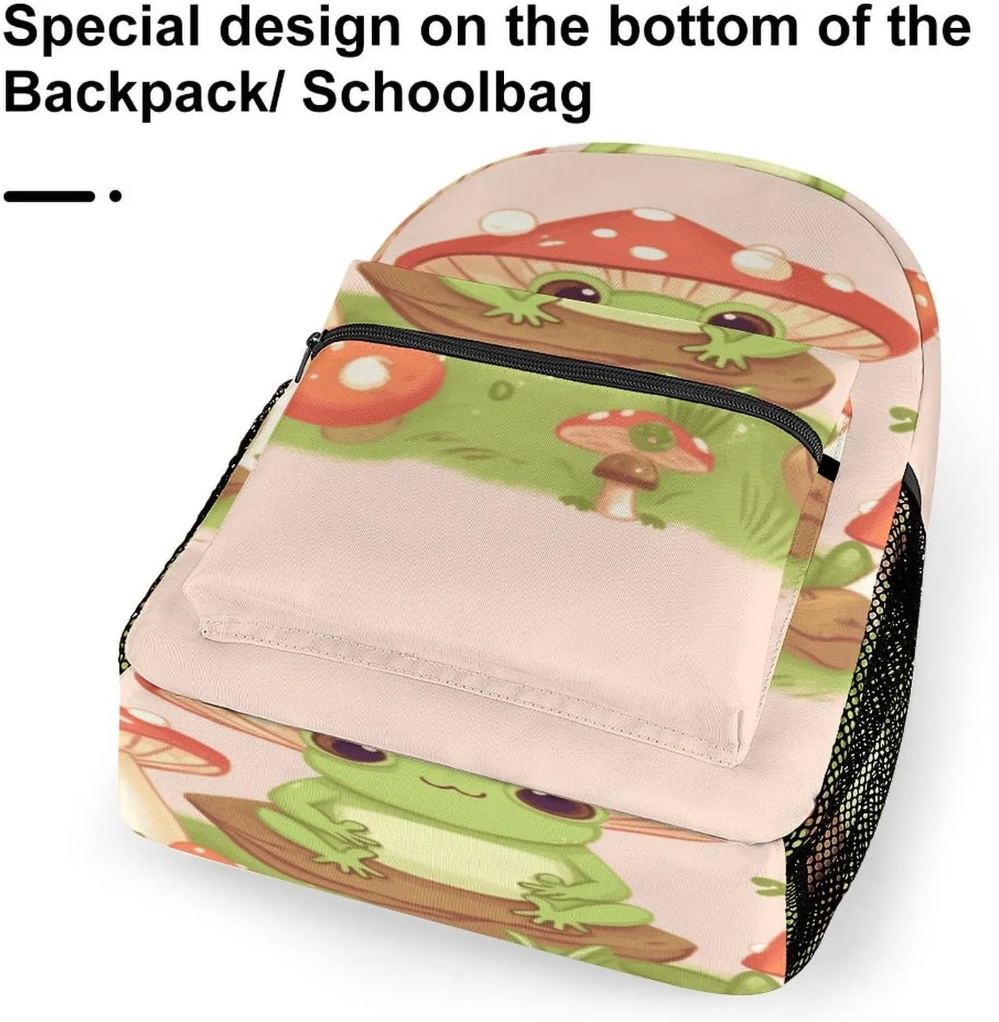 Small Backpacks Personalized Cute Frogs And Mushrooms Printing Travel Bag Lightweight Travel Backpack For Women Men