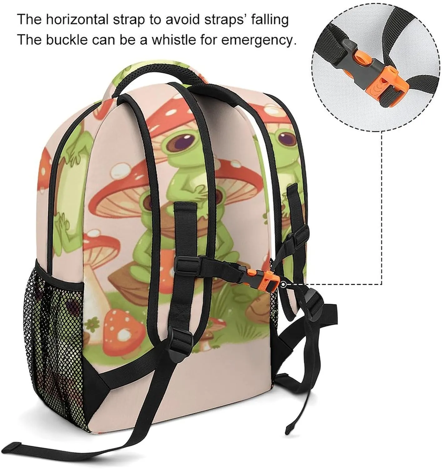 Small Backpacks Personalized Cute Frogs And Mushrooms Printing Travel Bag Lightweight Travel Backpack For Women Men