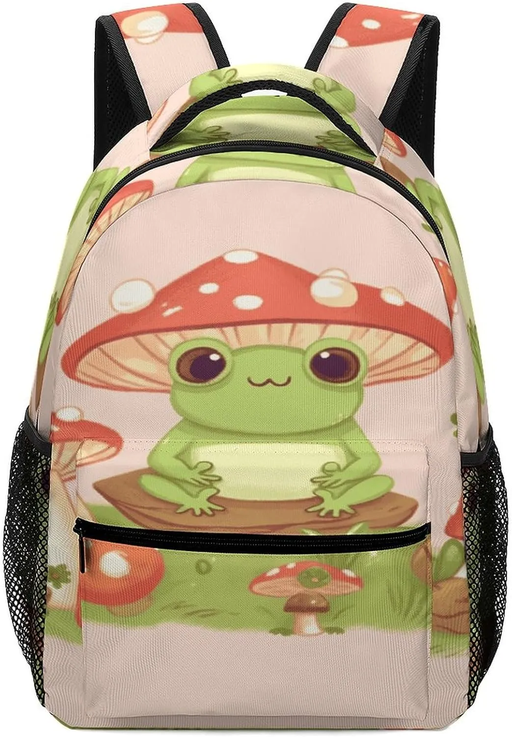 Small Backpacks Personalized Cute Frogs And Mushrooms Printing Travel Bag Lightweight Travel Backpack For Women Men