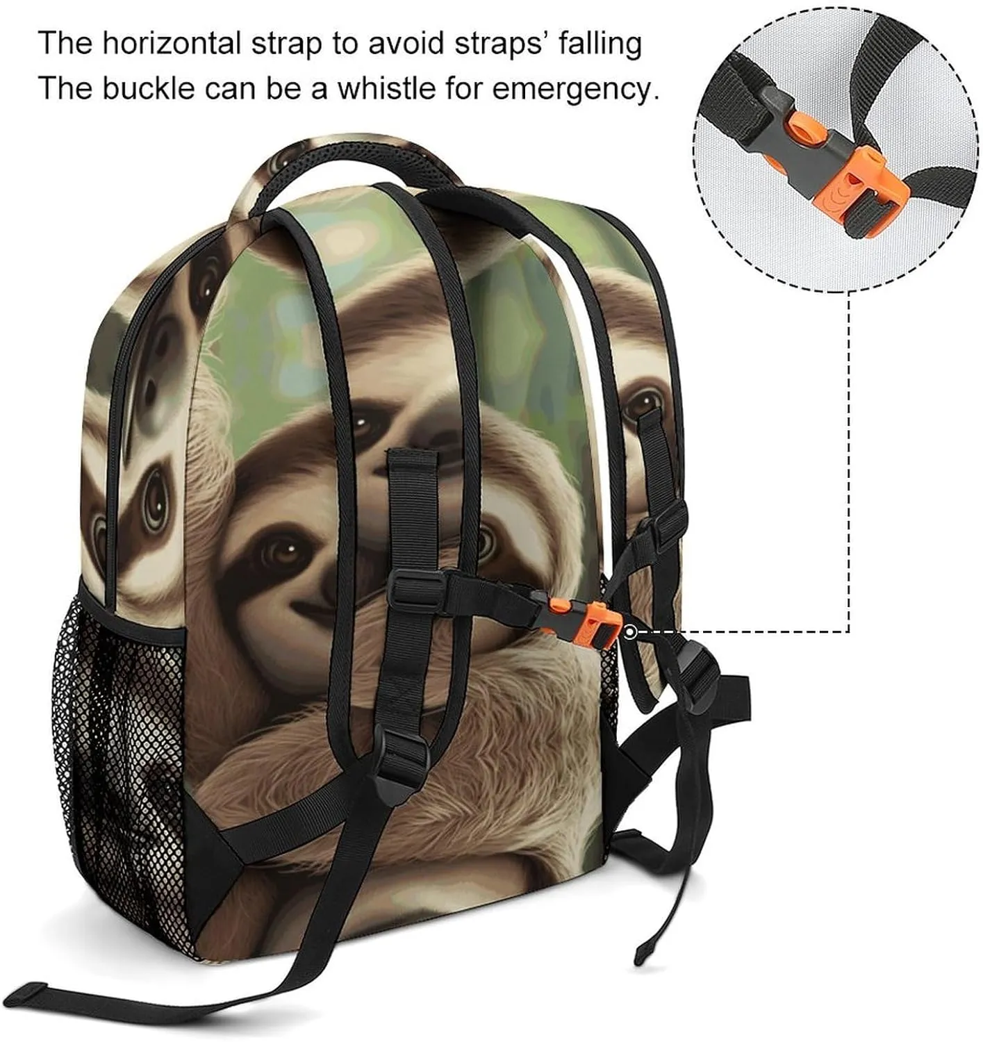 Small Backpacks Personalized Cute Sloth Printing Travel Bag Lightweight Travel Backpack For Women Men