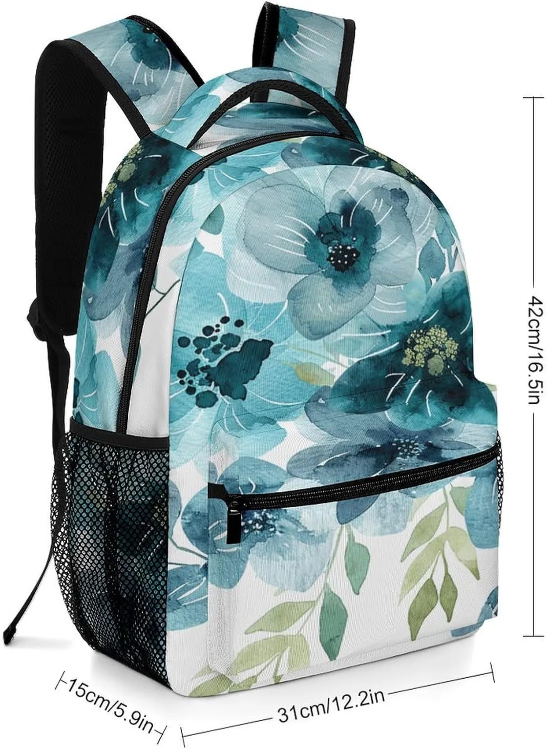 Small Backpacks Personalized Cyan And Blue Printing Travel Bag Lightweight Travel Backpack For Women Men