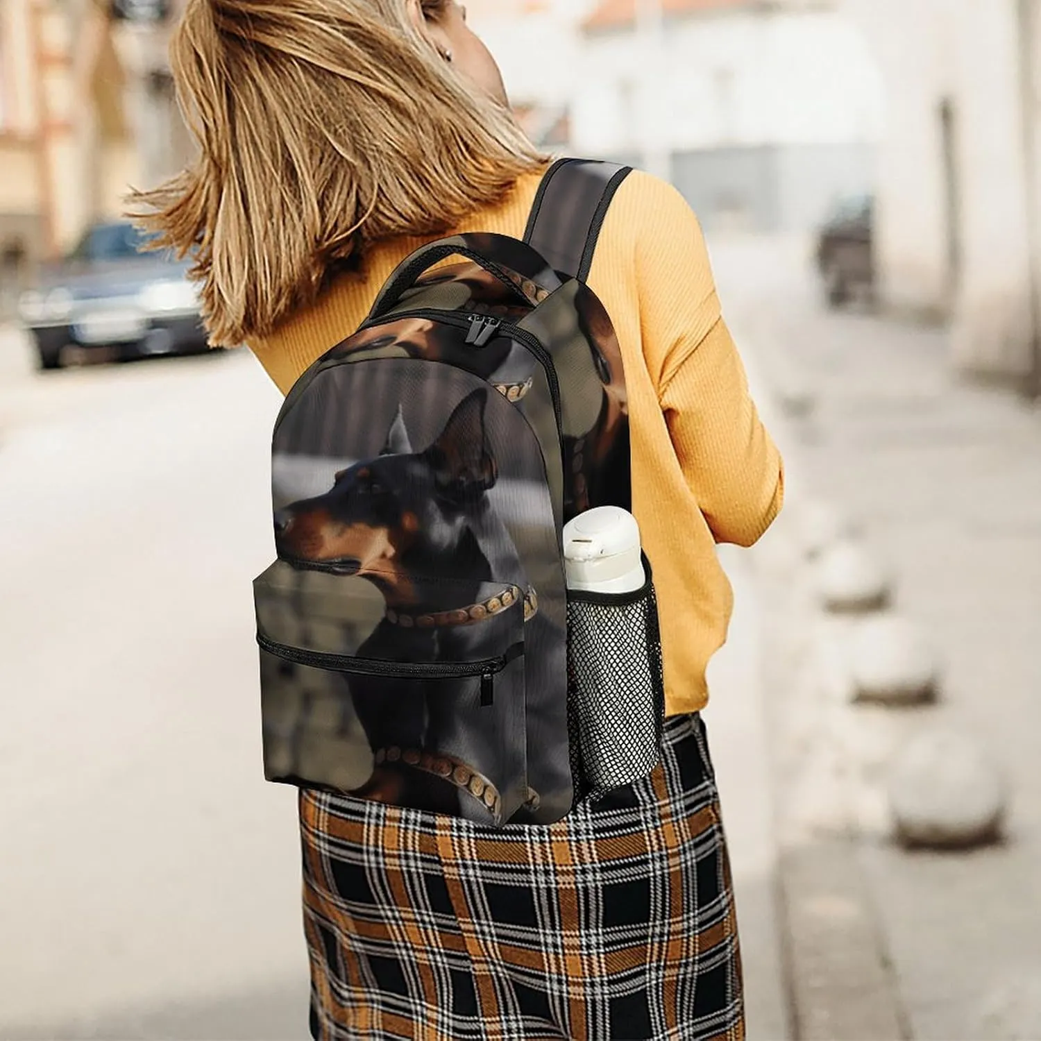 Small Backpacks Personalized Doberman Printing Travel Bag Lightweight Travel Backpack For Women Men