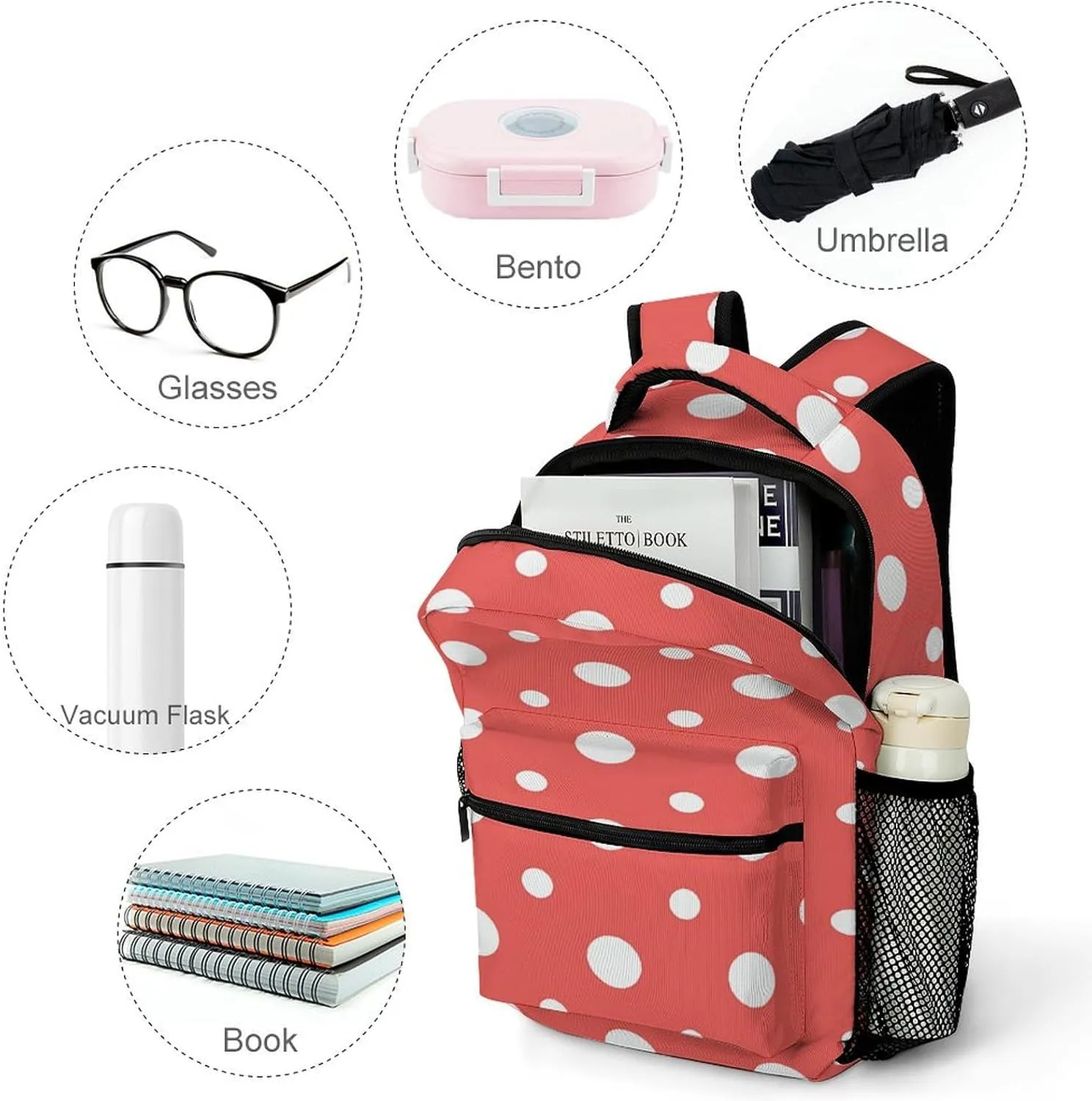 Small Backpacks Personalized Dots Seamless Pattern Printing Travel Bag Lightweight Travel Backpack For Women Men