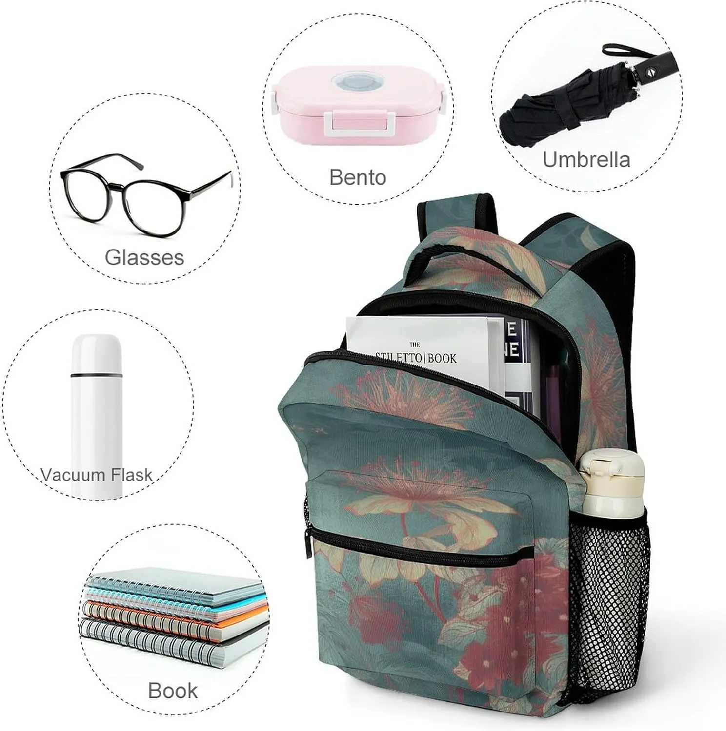 Small Backpacks Personalized Elegant Floral Pattern Printing Travel Bag Lightweight Travel Backpack For Women Men