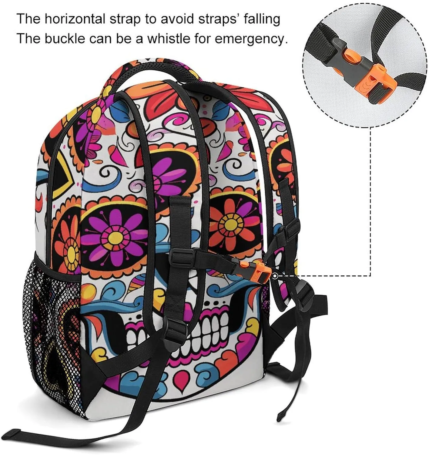 Small Backpacks Personalized Flower Skull Printing Travel Bag Lightweight Travel Backpack For Women Men