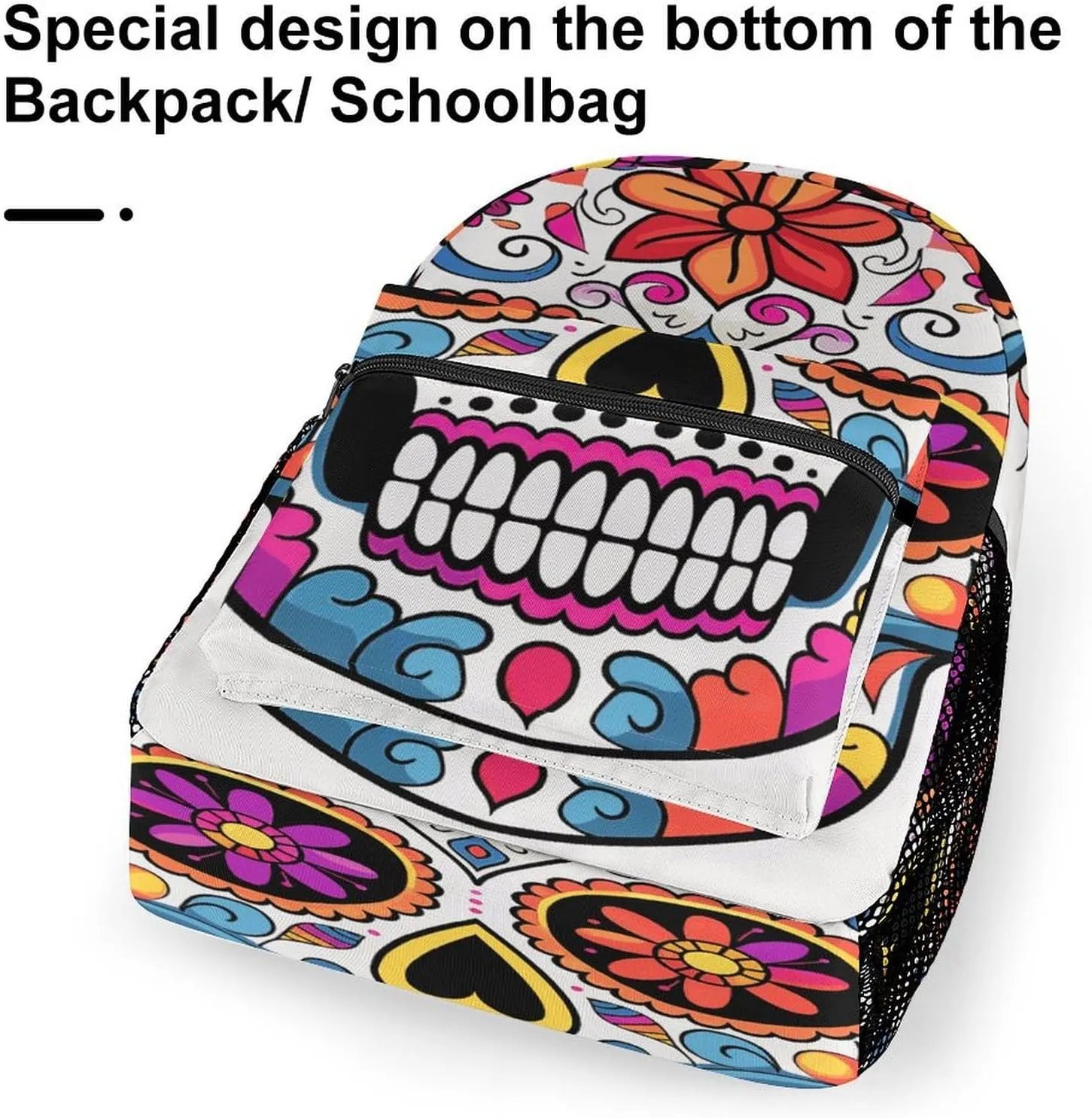 Small Backpacks Personalized Flower Skull Printing Travel Bag Lightweight Travel Backpack For Women Men