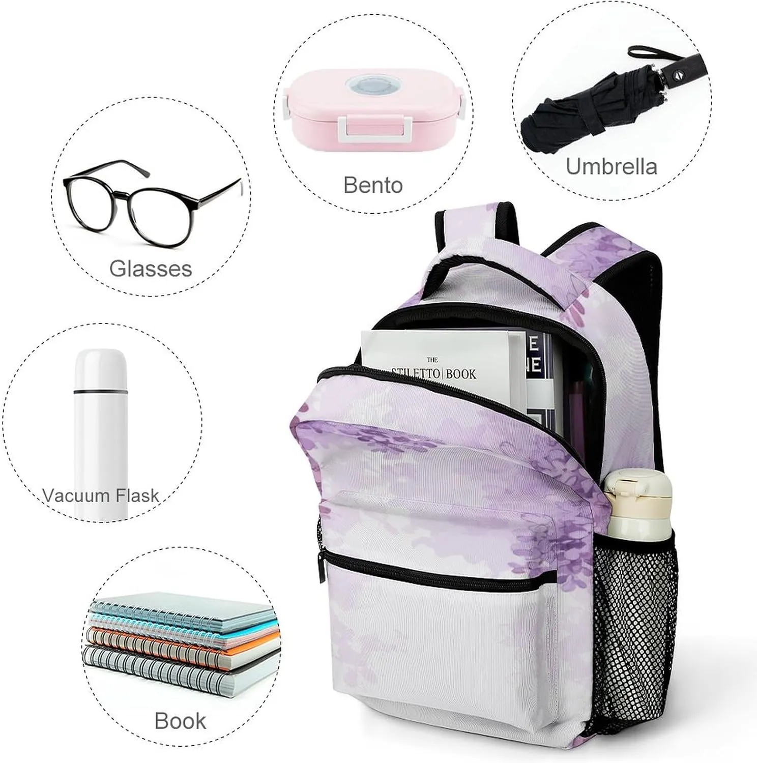 Small Backpacks Personalized Flowers in Blossom Printing Travel Bag Lightweight Travel Backpack For Women Men