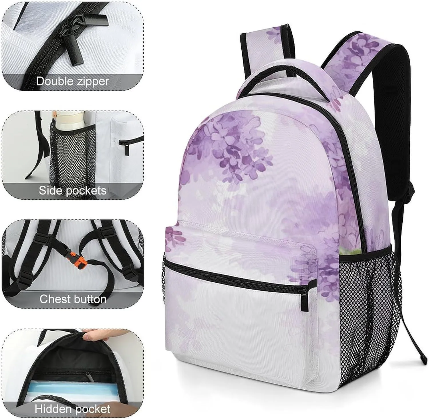 Small Backpacks Personalized Flowers in Blossom Printing Travel Bag Lightweight Travel Backpack For Women Men