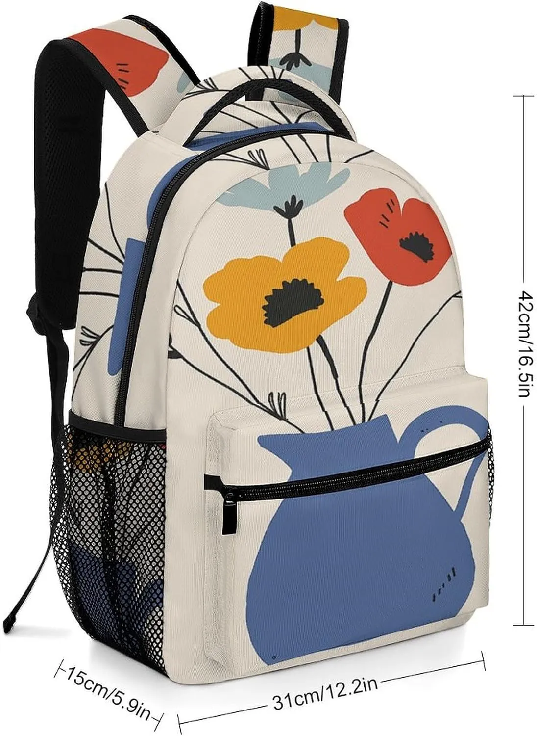 Small Backpacks Personalized Flowers in Pot Printing Travel Bag Lightweight Travel Backpack For Women Men