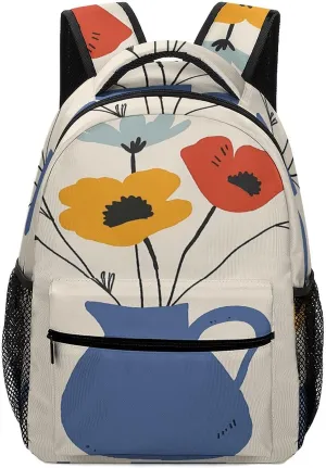 Small Backpacks Personalized Flowers in Pot Printing Travel Bag Lightweight Travel Backpack For Women Men