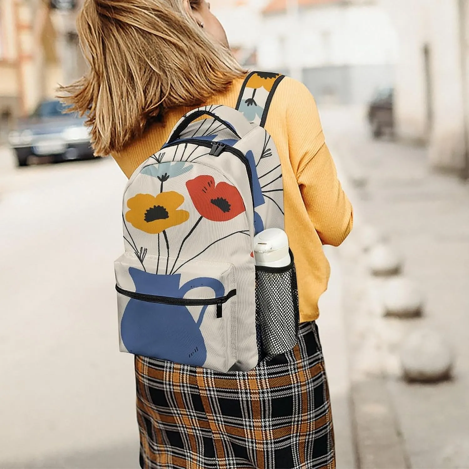 Small Backpacks Personalized Flowers in Pot Printing Travel Bag Lightweight Travel Backpack For Women Men