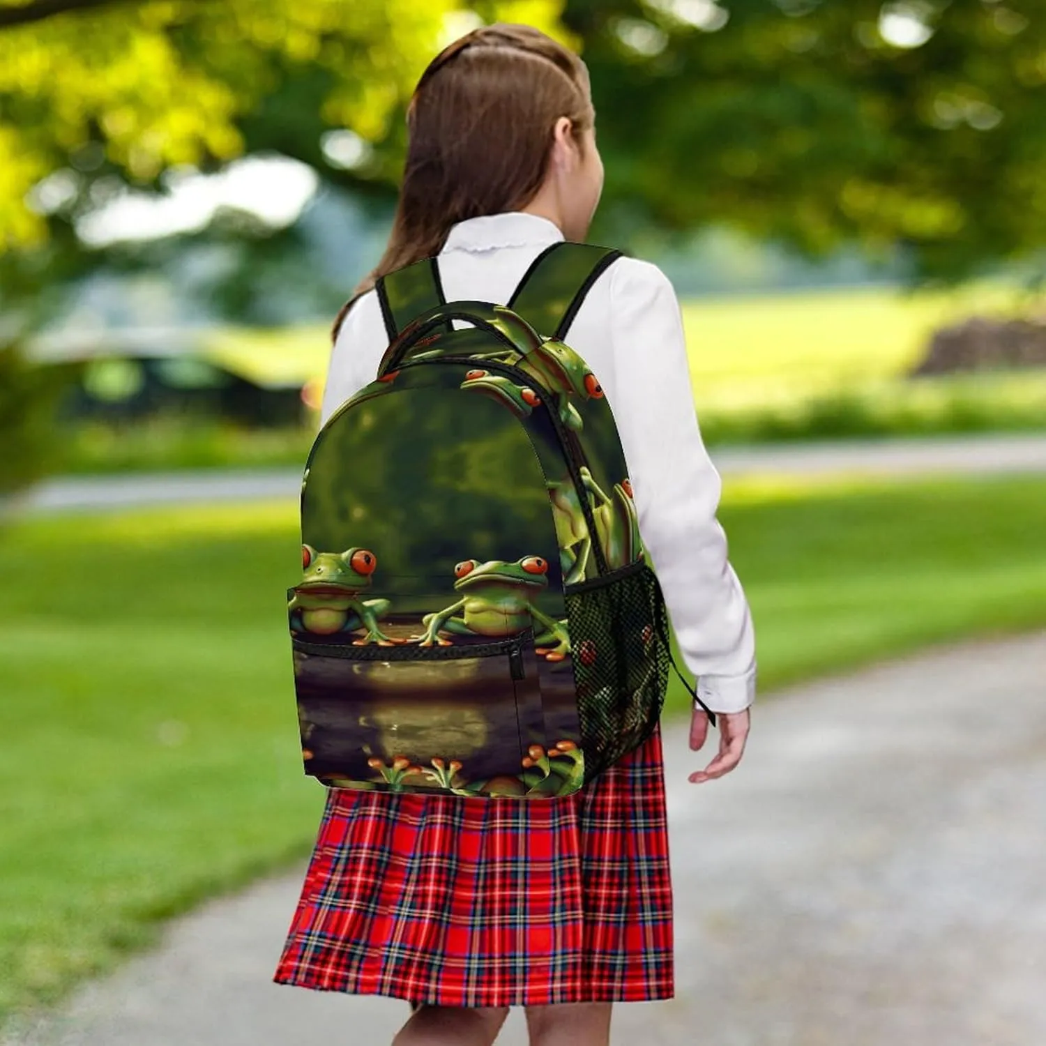 Small Backpacks Personalized Funny Green Frogs Printing Travel Bag Lightweight Travel Backpack For Women Men
