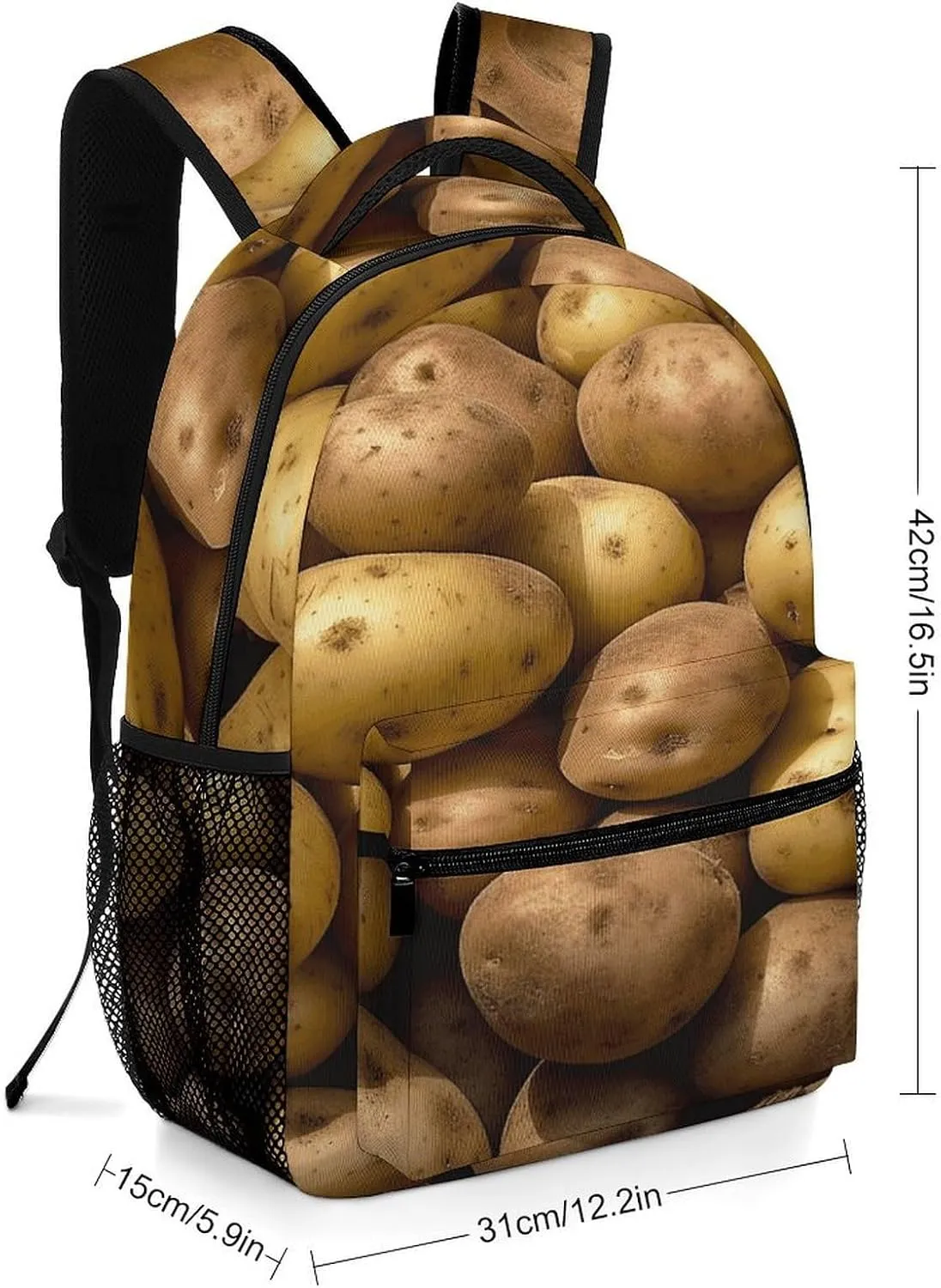 Small Backpacks Personalized Garden Potatoes Printing Travel Bag Lightweight Travel Backpack For Women Men