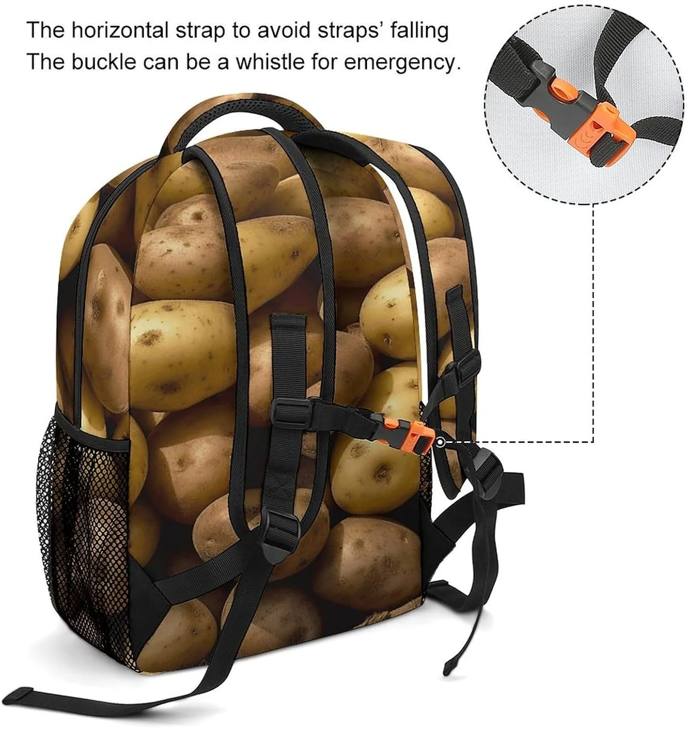 Small Backpacks Personalized Garden Potatoes Printing Travel Bag Lightweight Travel Backpack For Women Men