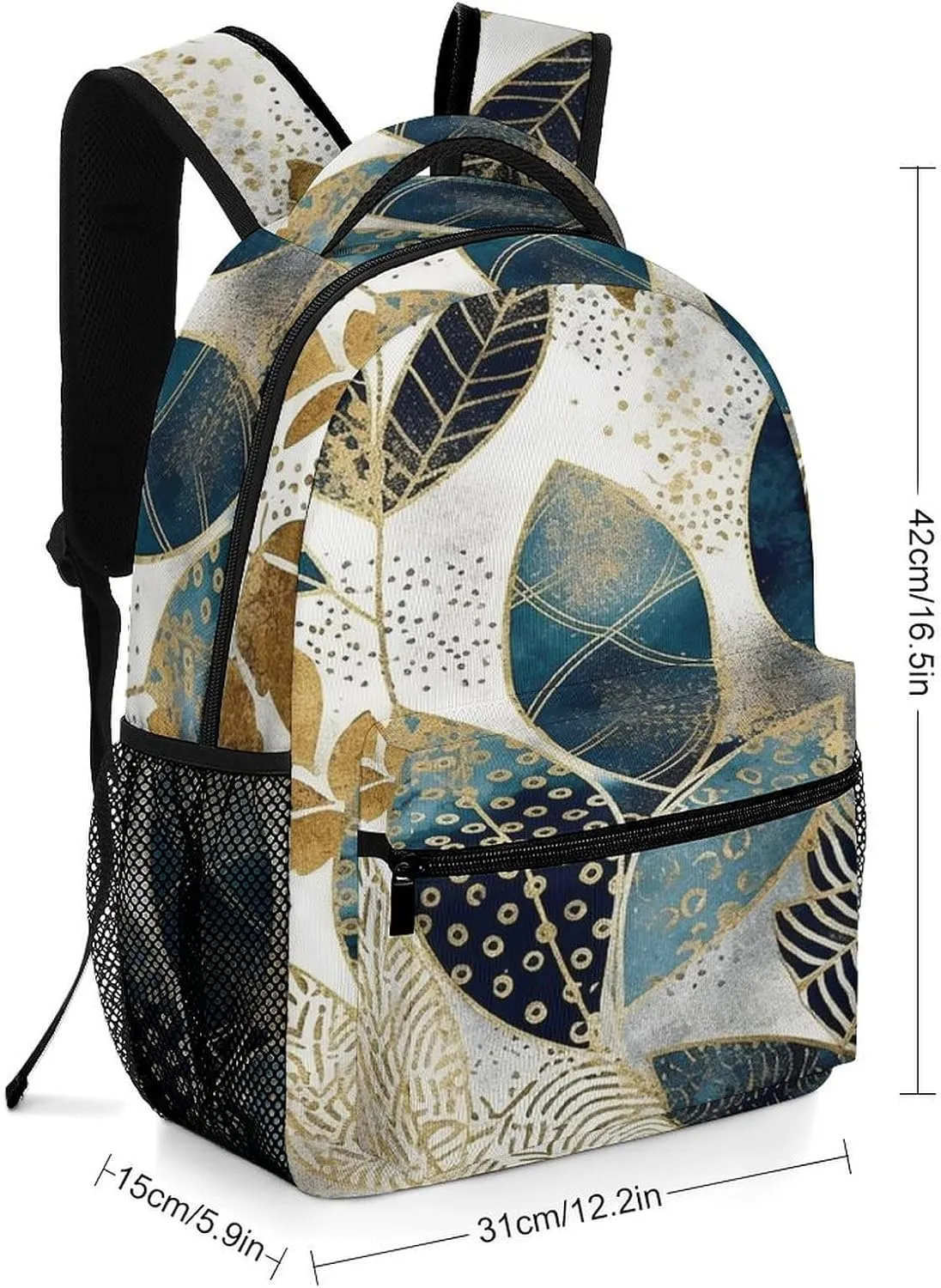 Small Backpacks Personalized Golden Graphics Printing Travel Bag Lightweight Travel Backpack For Women Men