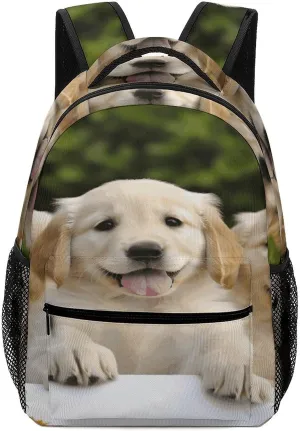 Small Backpacks Personalized Golden Retriever Puppies Printing Travel Bag Lightweight Travel Backpack For Women Men