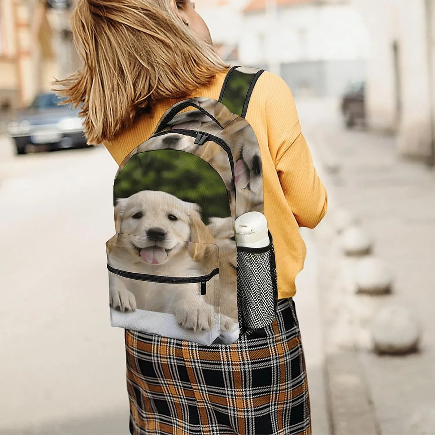 Small Backpacks Personalized Golden Retriever Puppies Printing Travel Bag Lightweight Travel Backpack For Women Men