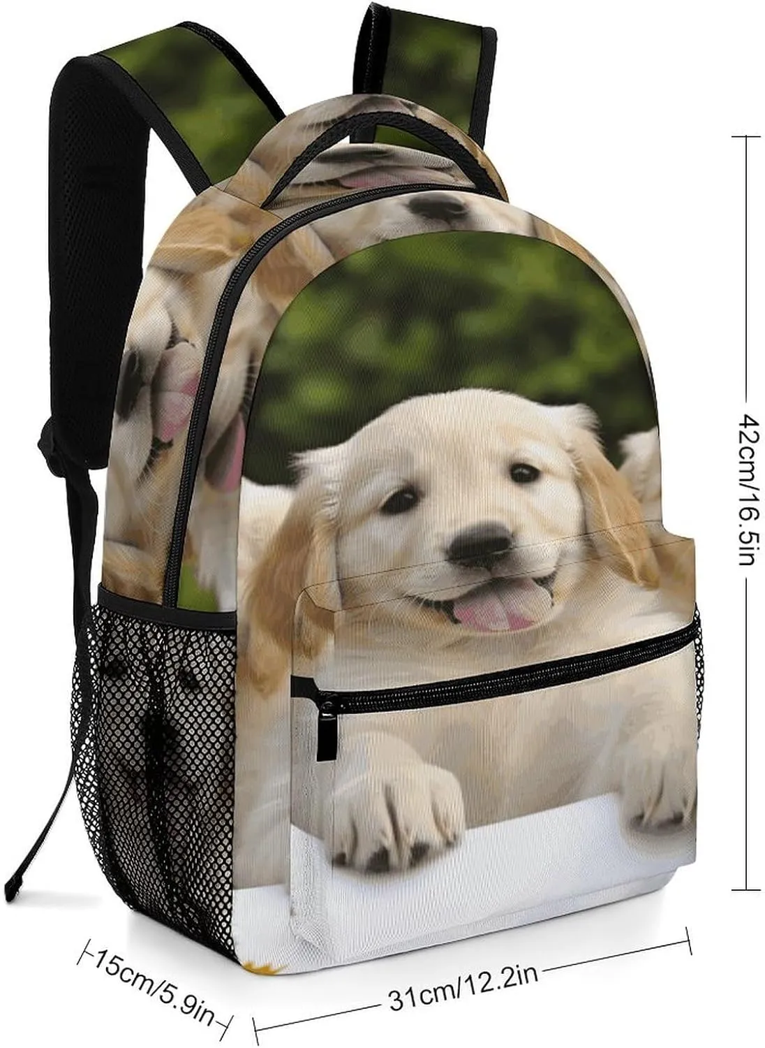 Small Backpacks Personalized Golden Retriever Puppies Printing Travel Bag Lightweight Travel Backpack For Women Men