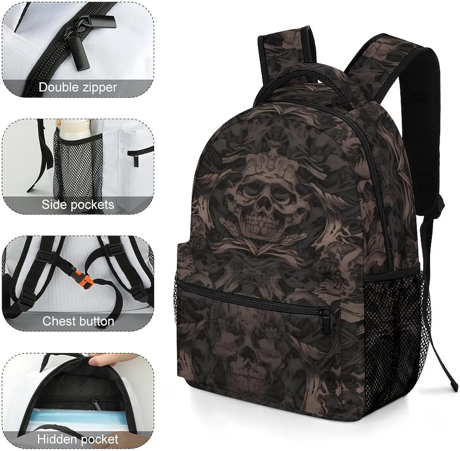 Small Backpacks Personalized Gothic Wallpaper Printing Travel Bag Lightweight Travel Backpack For Women Men