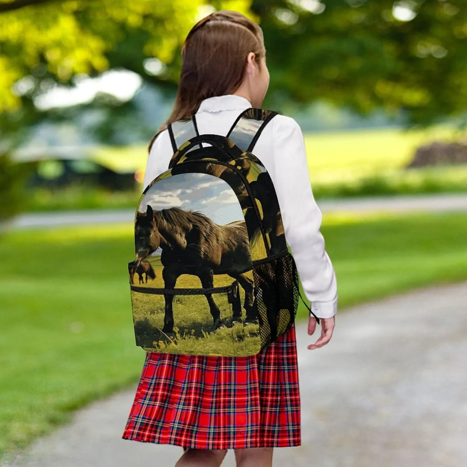 Small Backpacks Personalized Grazing Wild Horses Printing Travel Bag Lightweight Travel Backpack For Women Men