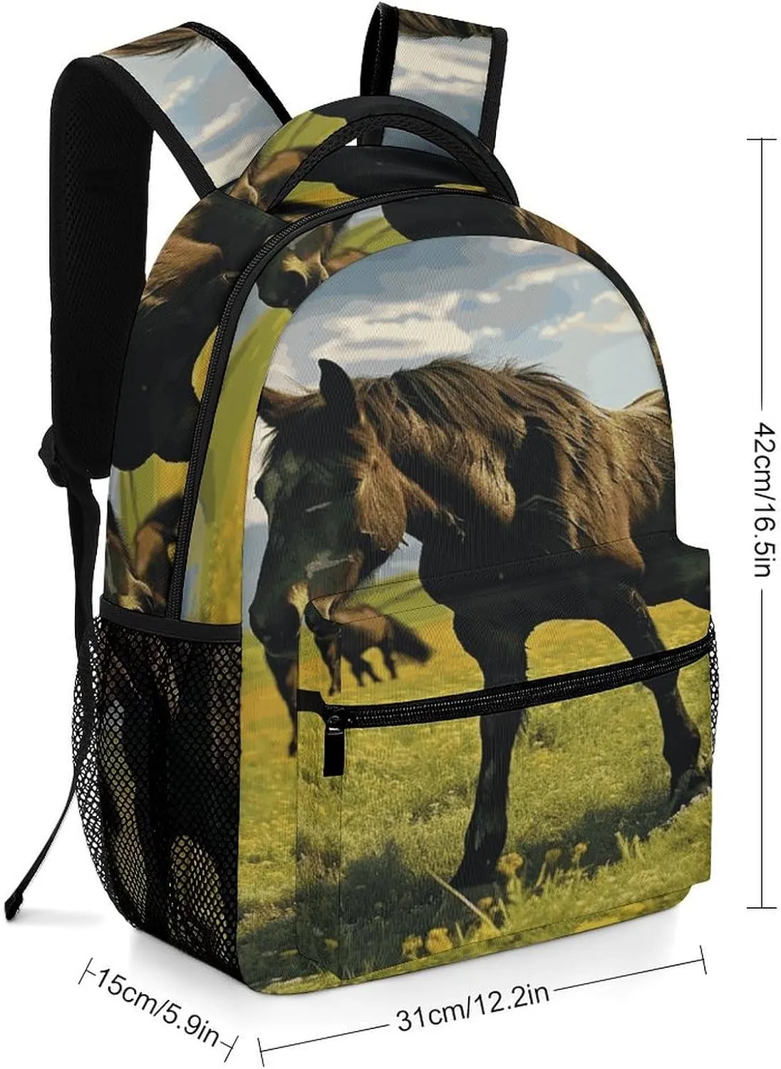 Small Backpacks Personalized Grazing Wild Horses Printing Travel Bag Lightweight Travel Backpack For Women Men