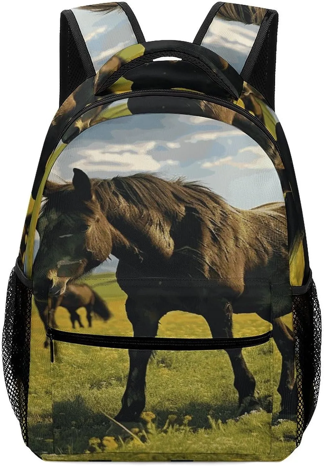 Small Backpacks Personalized Grazing Wild Horses Printing Travel Bag Lightweight Travel Backpack For Women Men