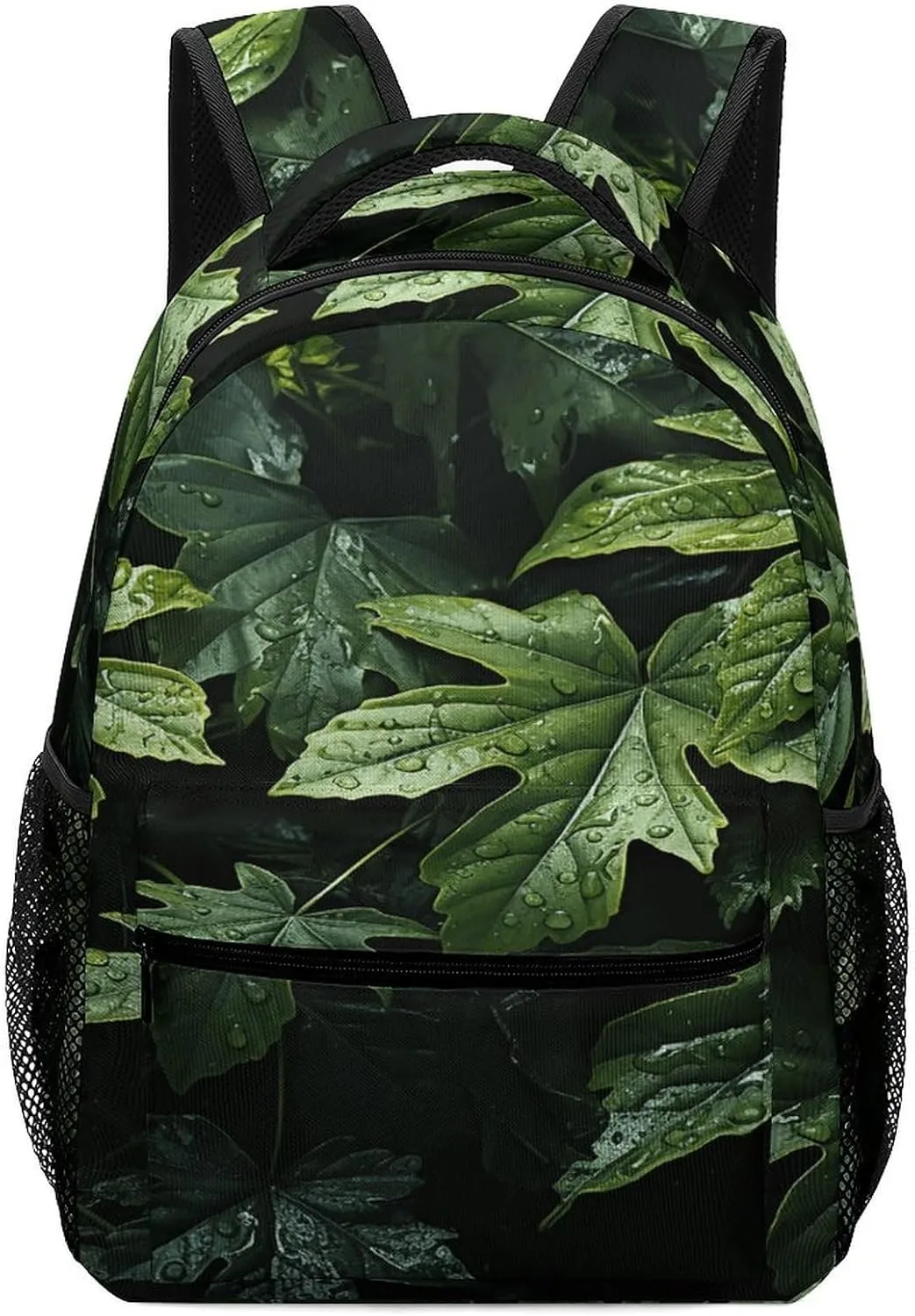 Small Backpacks Personalized Green Leaves Pattern Printing Travel Bag Lightweight Travel Backpack For Women Men