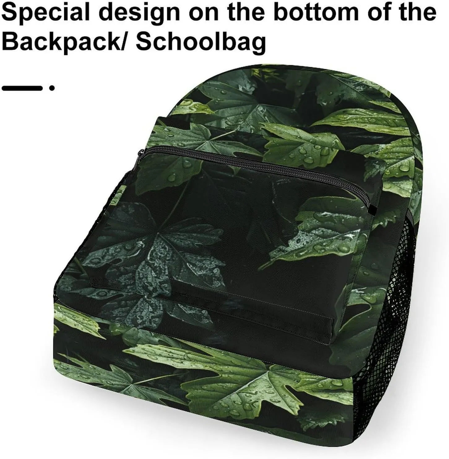 Small Backpacks Personalized Green Leaves Pattern Printing Travel Bag Lightweight Travel Backpack For Women Men