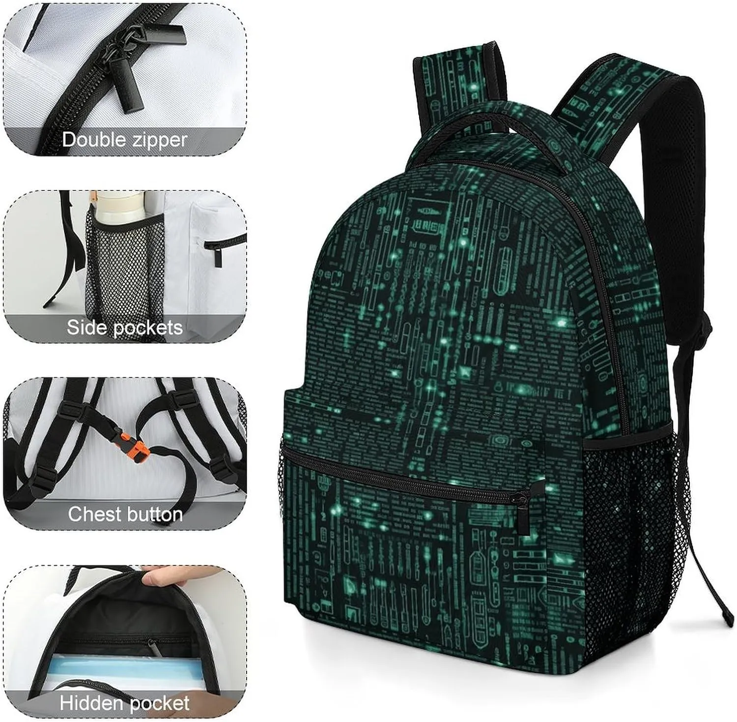 Small Backpacks Personalized Hacker Printing Travel Bag Lightweight Travel Backpack For Women Men