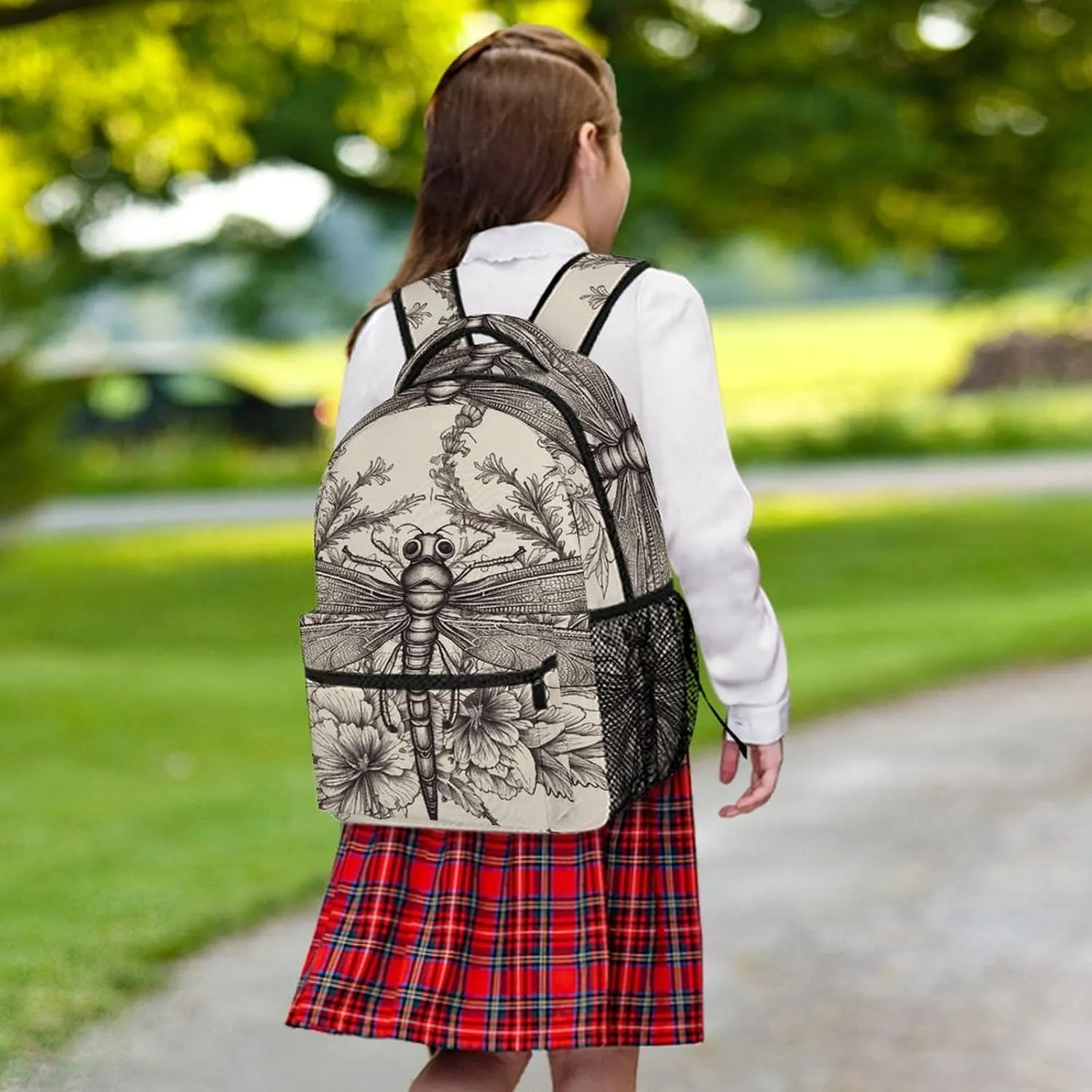 Small Backpacks Personalized Hand Drawn Floral Dragonfly Printing Travel Bag Lightweight Travel Backpack For Women Men