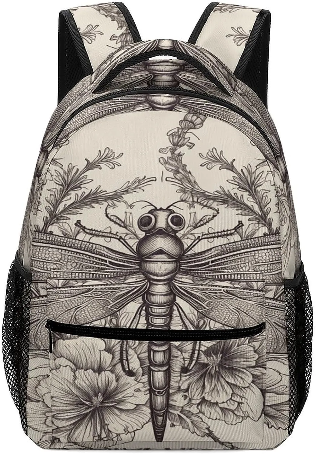 Small Backpacks Personalized Hand Drawn Floral Dragonfly Printing Travel Bag Lightweight Travel Backpack For Women Men