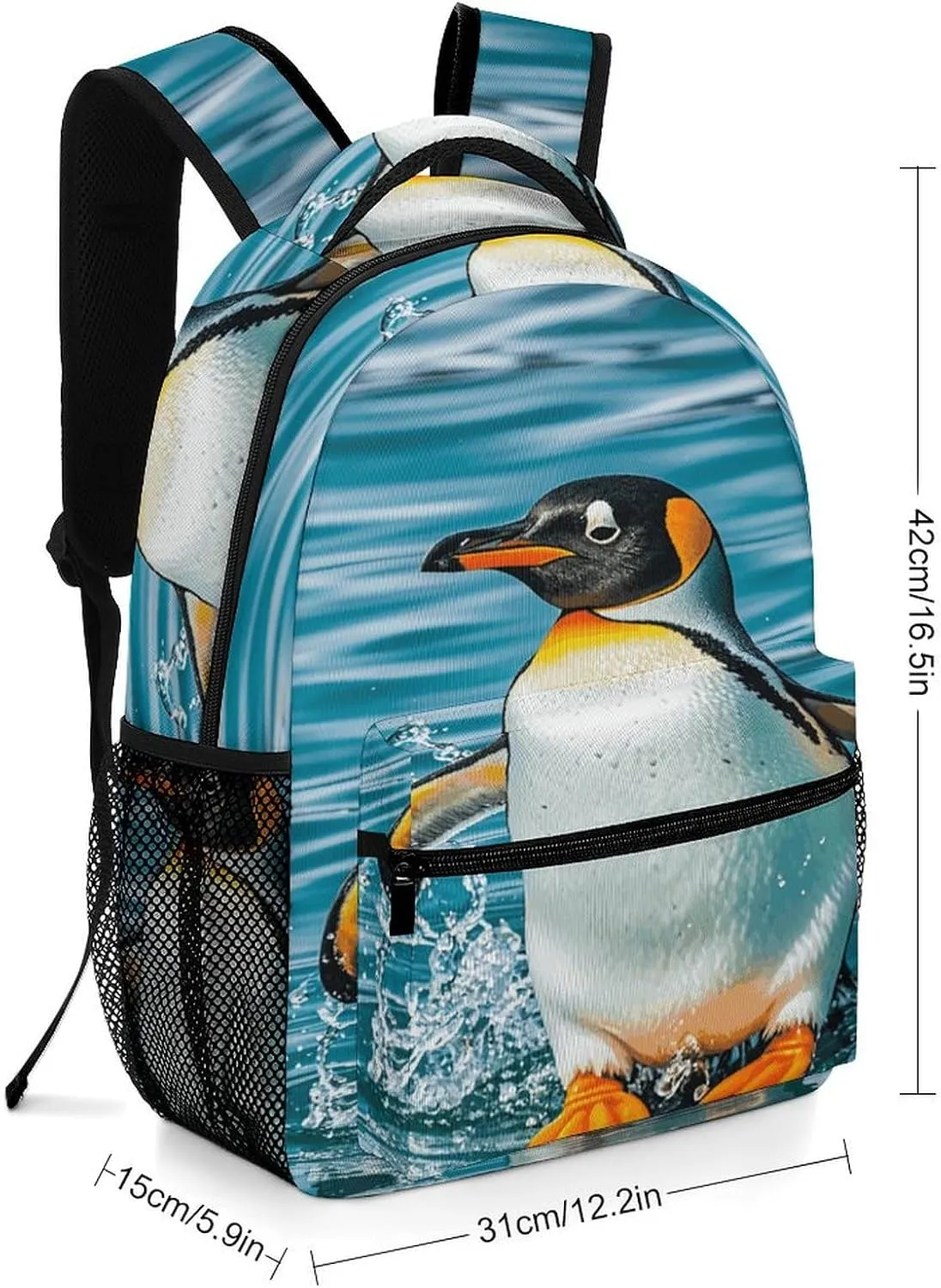 Small Backpacks Personalized Happy Penguin in The Water Printing Travel Bag Lightweight Travel Backpack For Women Men