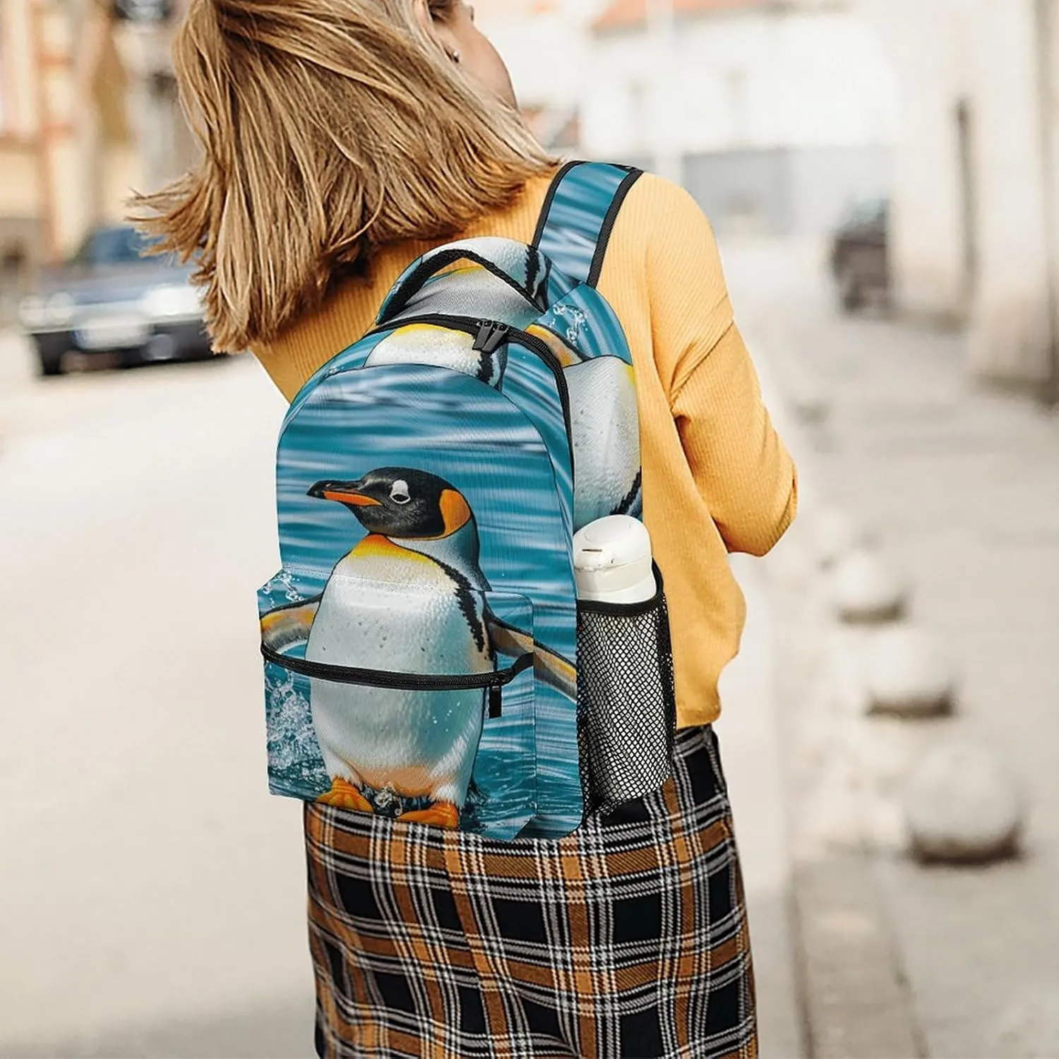Small Backpacks Personalized Happy Penguin in The Water Printing Travel Bag Lightweight Travel Backpack For Women Men