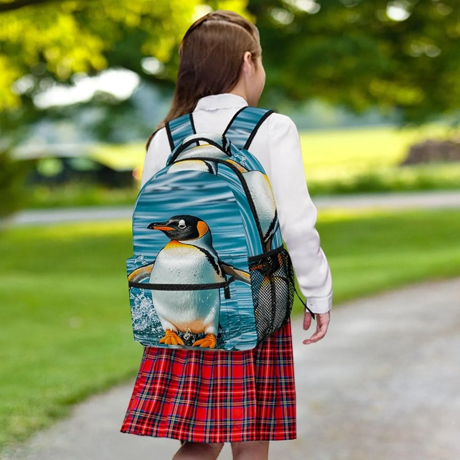 Small Backpacks Personalized Happy Penguin in The Water Printing Travel Bag Lightweight Travel Backpack For Women Men