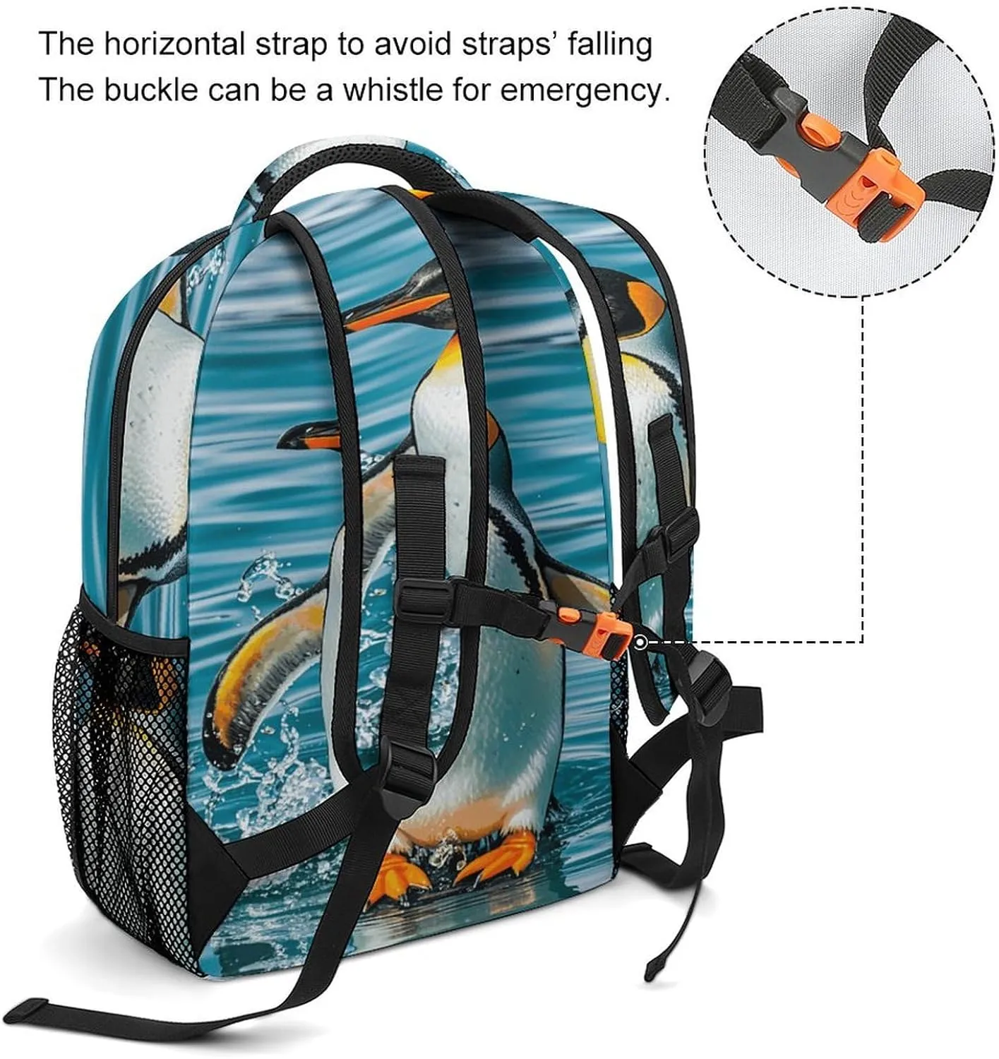 Small Backpacks Personalized Happy Penguin in The Water Printing Travel Bag Lightweight Travel Backpack For Women Men