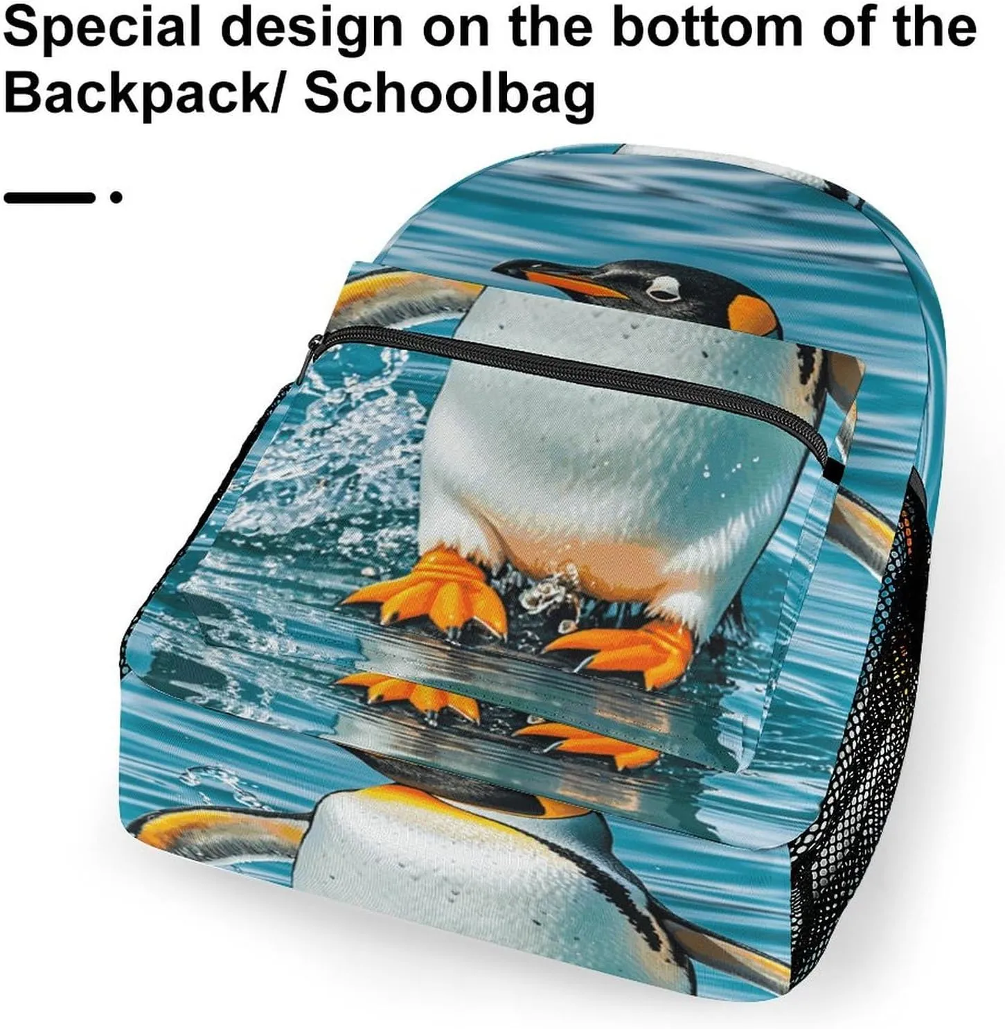 Small Backpacks Personalized Happy Penguin in The Water Printing Travel Bag Lightweight Travel Backpack For Women Men