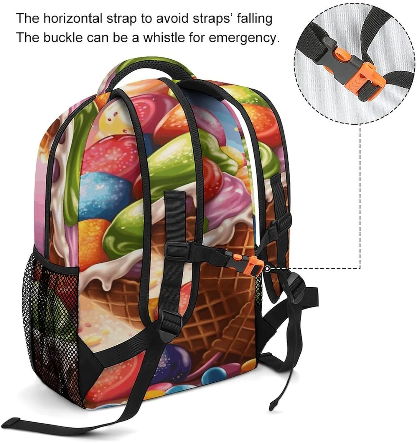 Small Backpacks Personalized Ice Cream And Candy Printing Travel Bag Lightweight Travel Backpack For Women Men