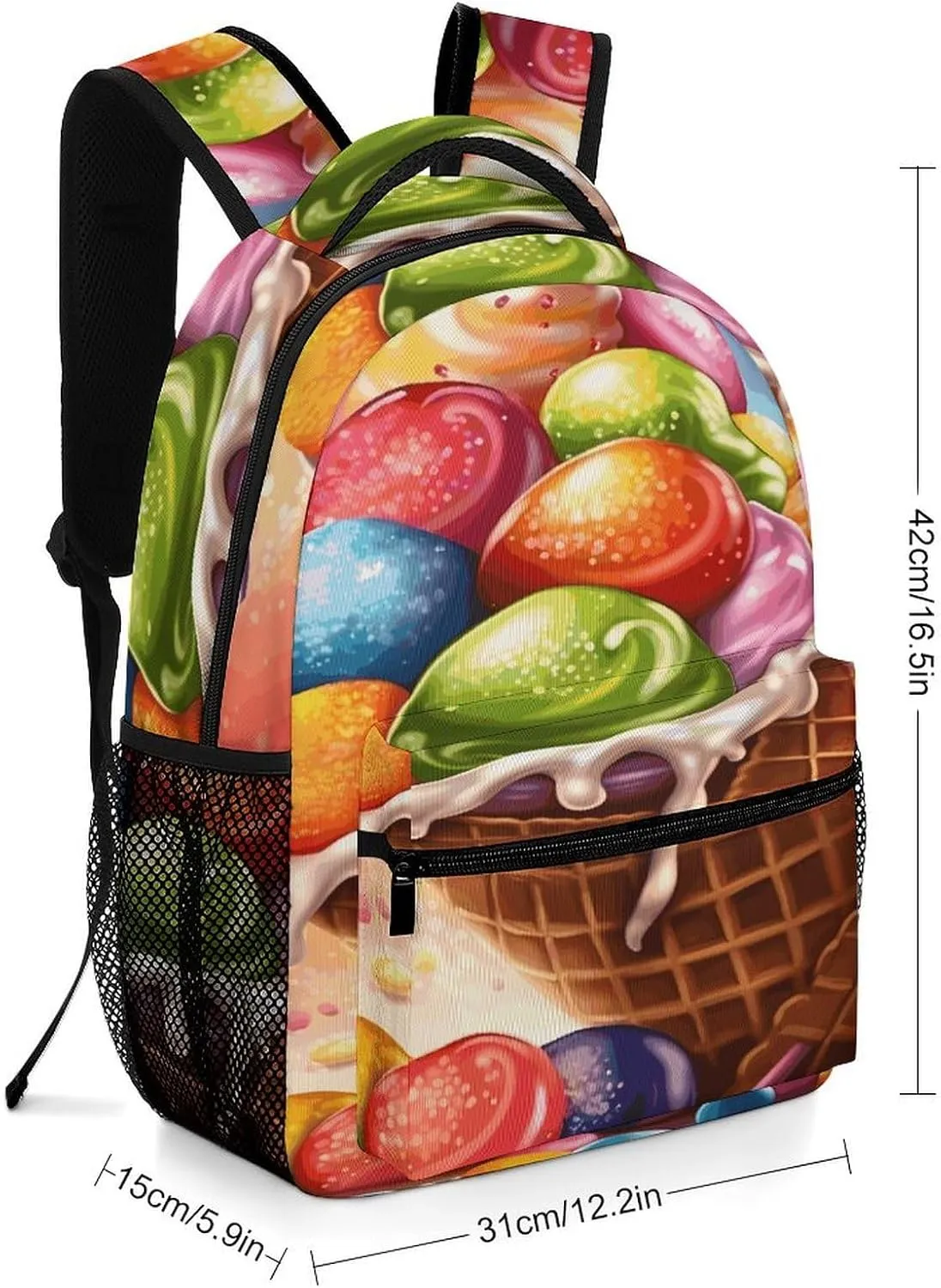 Small Backpacks Personalized Ice Cream And Candy Printing Travel Bag Lightweight Travel Backpack For Women Men