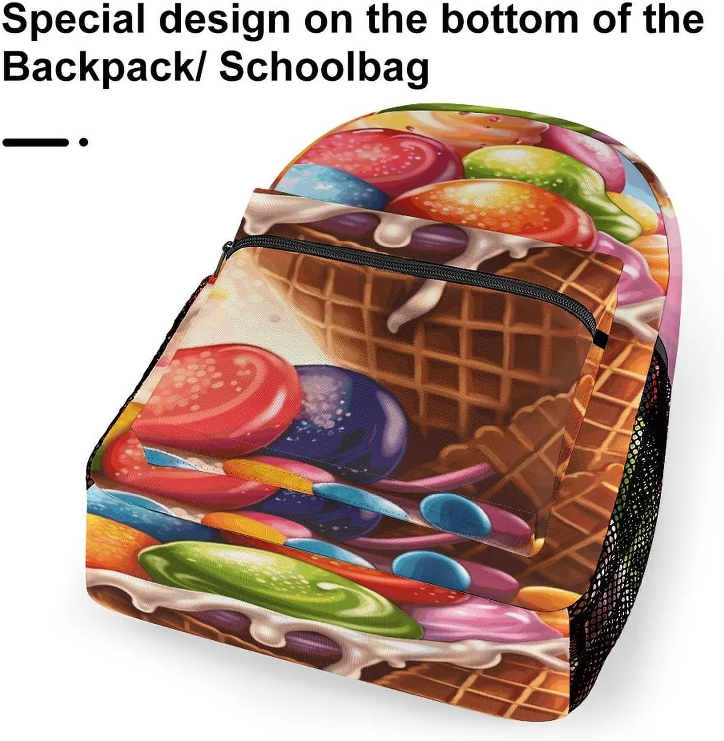Small Backpacks Personalized Ice Cream And Candy Printing Travel Bag Lightweight Travel Backpack For Women Men