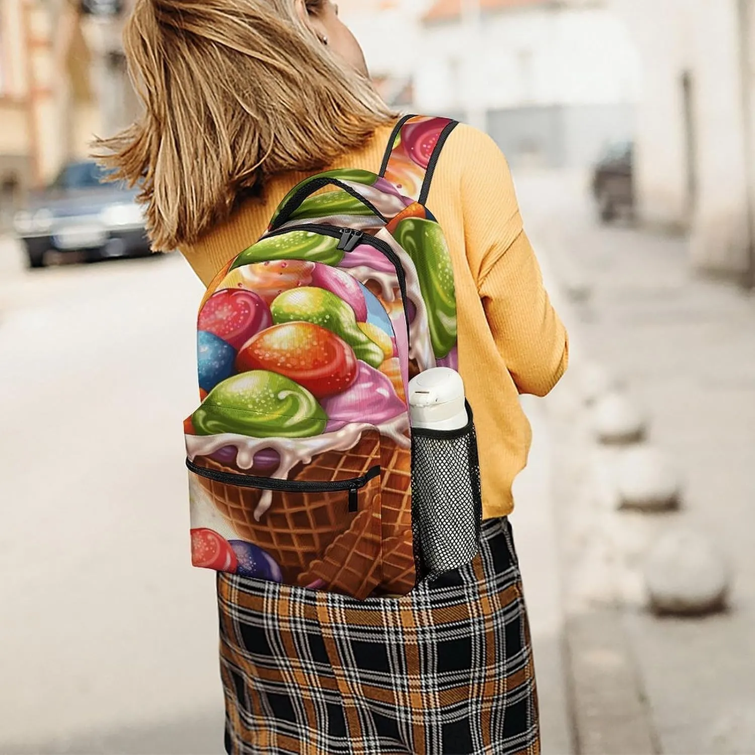 Small Backpacks Personalized Ice Cream And Candy Printing Travel Bag Lightweight Travel Backpack For Women Men