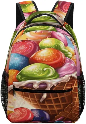 Small Backpacks Personalized Ice Cream And Candy Printing Travel Bag Lightweight Travel Backpack For Women Men