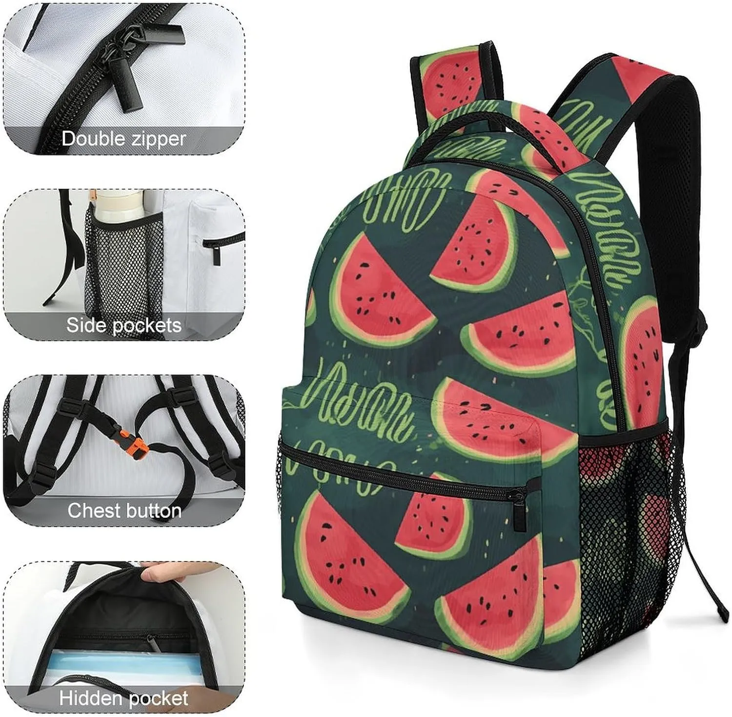 Small Backpacks Personalized in A Melon Printing Travel Bag Lightweight Travel Backpack For Women Men