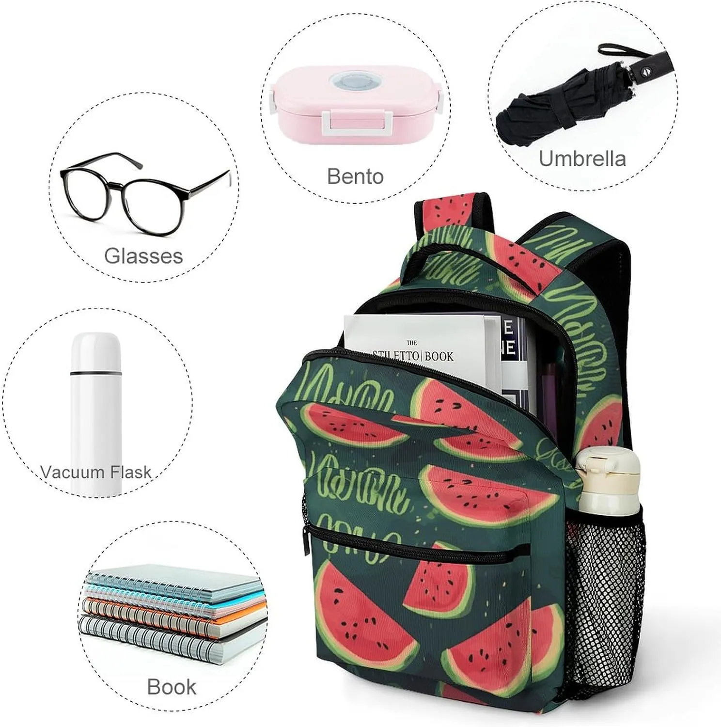 Small Backpacks Personalized in A Melon Printing Travel Bag Lightweight Travel Backpack For Women Men