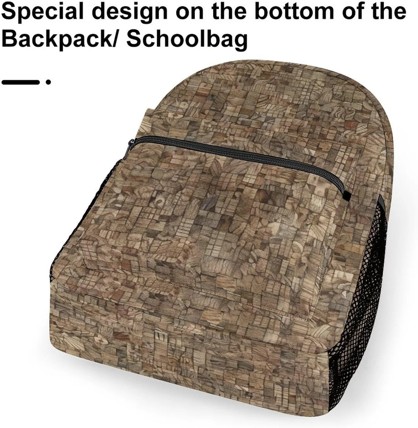 Small Backpacks Personalized Light Gray And Brown Printing Travel Bag Lightweight Travel Backpack For Women Men