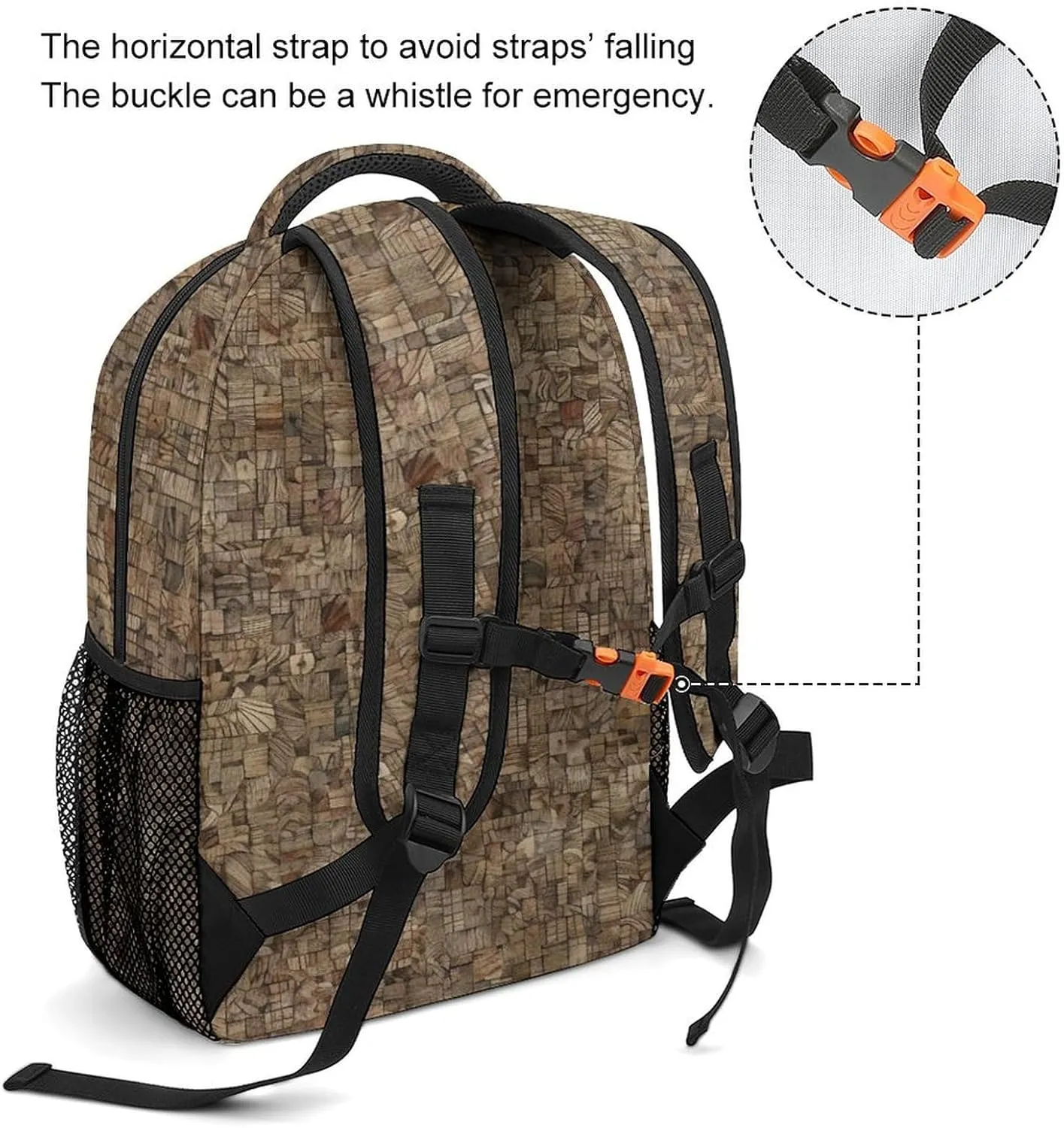 Small Backpacks Personalized Light Gray And Brown Printing Travel Bag Lightweight Travel Backpack For Women Men