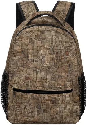 Small Backpacks Personalized Light Gray And Brown Printing Travel Bag Lightweight Travel Backpack For Women Men