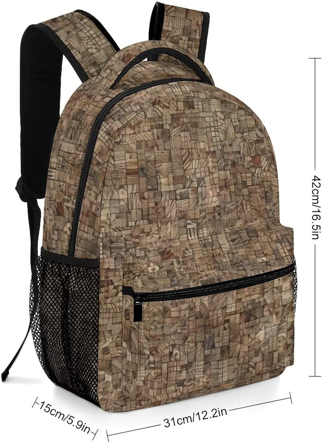 Small Backpacks Personalized Light Gray And Brown Printing Travel Bag Lightweight Travel Backpack For Women Men